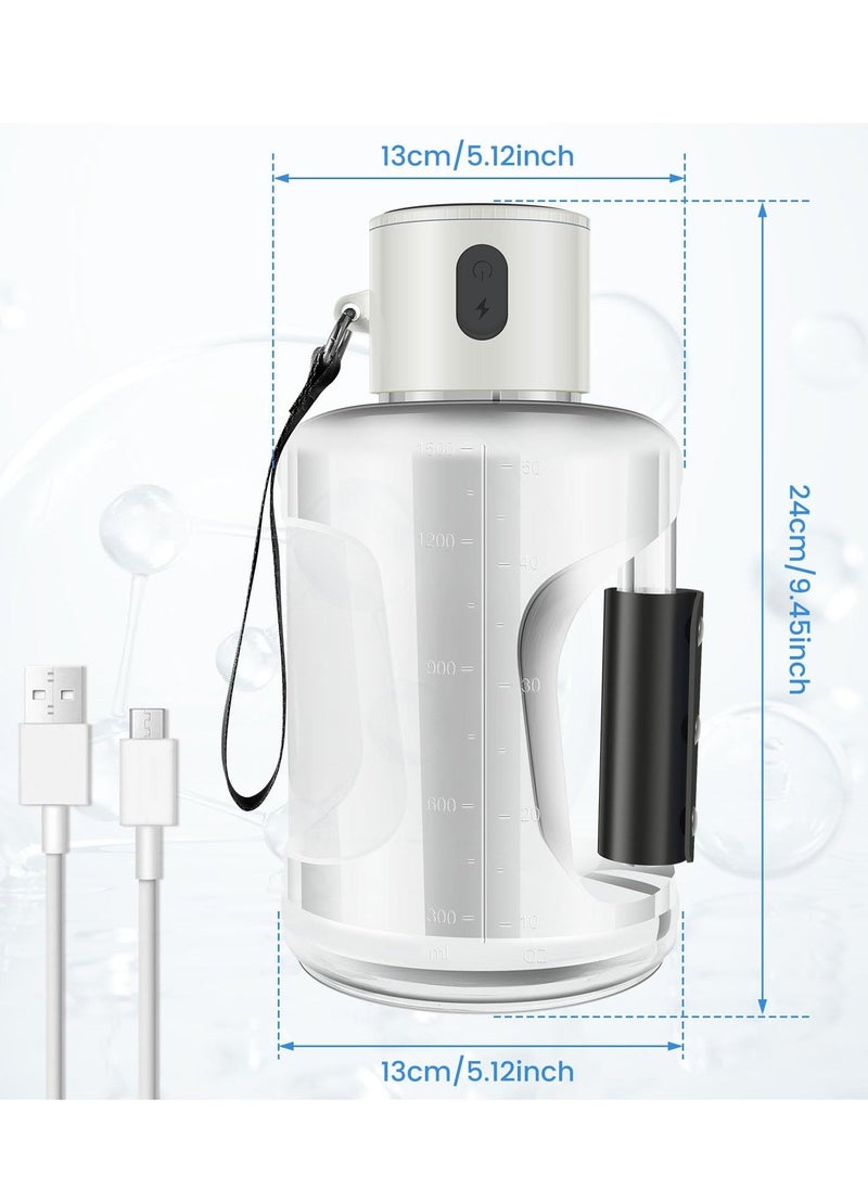 Hydrogen Water Bottle, 2024 New Portable Hydrogen Water Ionizer Machine, with Scale 1500ML Hydrogen Sports Water Bottle, Multifunctional Hydrogen Rich Water Glass Health Cup for Home Office Travel