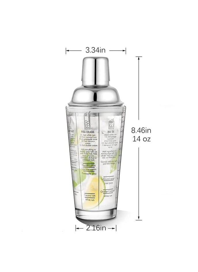 Liying Compact Cocktail Bartender Shaker 600ml with Measuring, 8.46inx 2.16in, BPA-Free, Leak-Proof Design for bar, kitchen, home, Barista