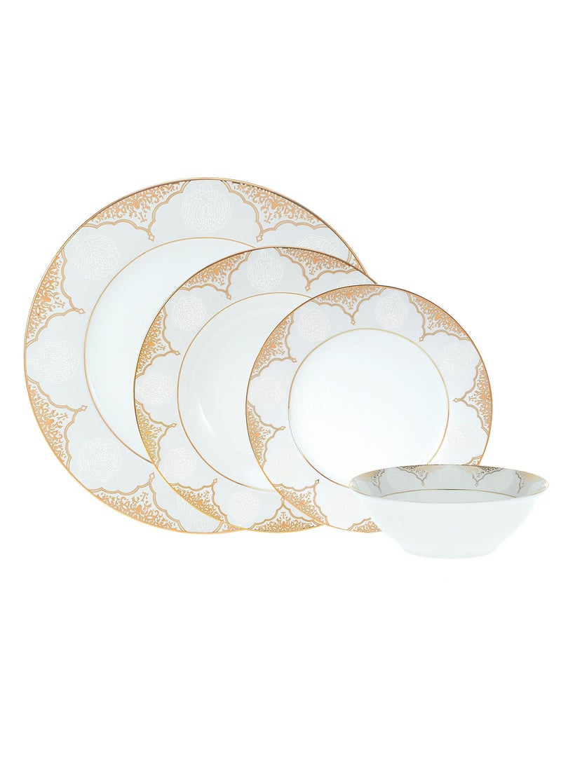 MESA 24-Pc Porcelain Dinner Set Serves 6 - Classic Gold