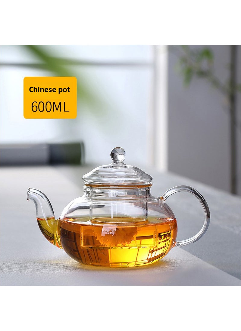 Heat-Resistant Glass Teapot with Infuser600ml transparent color Chinese pot 600ml transparent color Chinese pot