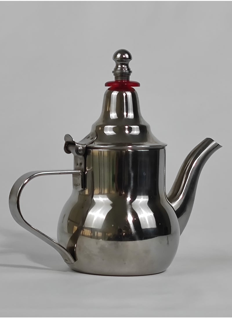 Arabic Style Rustproof Premium Stainless Steel Teapot Mirror Finish Coffee Kettle Easy Pour Spout Tea Kettle with Attached Lid and Ergonomic Handle Induction Compatible Stovetop Safe Teapot 0.3/0.4 L