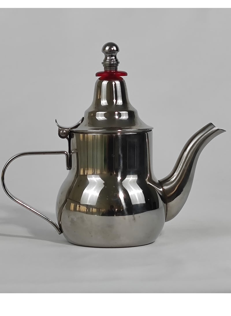 Arabic Style Rustproof Premium Stainless Steel Teapot Mirror Finish Coffee Kettle Easy Pour Spout Tea Kettle with Attached Lid and Ergonomic Handle Induction Compatible Stovetop Safe Teapot 0.3/0.4 L