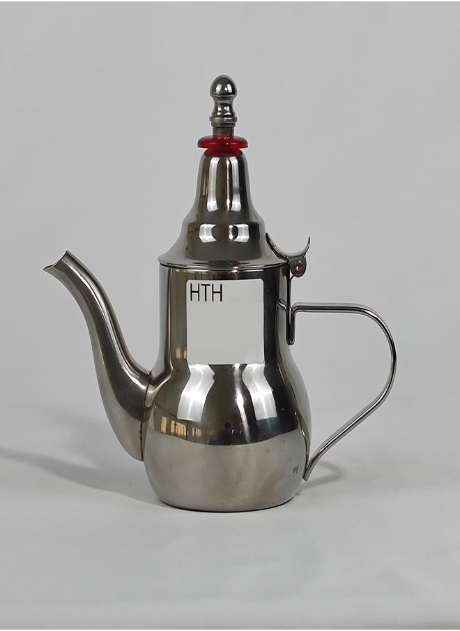 Arabic Style Rustproof Premium Stainless Steel Teapot Mirror Finish Coffee Kettle Easy Pour Spout Tea Kettle with Attached Lid and Ergonomic Handle Induction Compatible Stovetop Safe Teapot 0.3/0.4 L