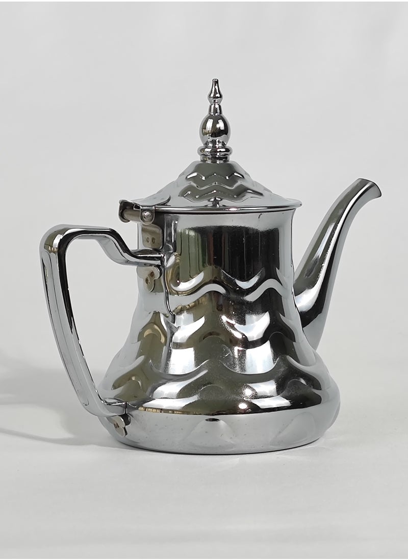 24 Oz Classic Arabic Style Engraved Design Coffee Dallah Pot Rustproof Premium Stainless Steel Teapot Mirror Finish Coffee Kettle Easy Pour Spout Tea Kettle with Hinged Lid and Ergonomic Handle Dishwasher Safe Induction Safe Teapot for Office Home