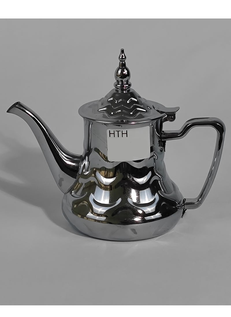 24 Oz Classic Arabic Style Engraved Design Coffee Dallah Pot Rustproof Premium Stainless Steel Teapot Mirror Finish Coffee Kettle Easy Pour Spout Tea Kettle with Hinged Lid and Ergonomic Handle Dishwasher Safe Induction Safe Teapot for Office Home