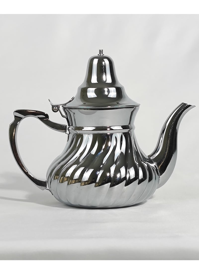 Classic Arabic Style Engraved Design Coffee Dallah Pot Rustproof Premium Stainless Steel Teapot Mirror Finish Coffee Kettle Easy Pour Spout Tea Kettle with Hinged Lid and Ergonomic Handle Dishwasher Safe Induction Safe Teapot for Office Home 0.8/1.6 L