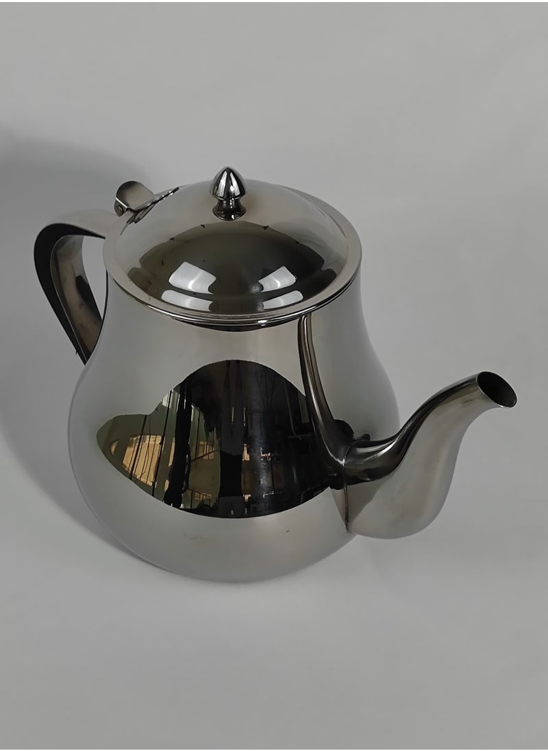 Classic Morocco Style Arabic Coffee Dallah Pot Rustproof Premium Stainless Steel Teapot Mirror Finish Coffee Kettle Easy Pour Spout Tea Kettle with Hinged Lid and Ergonomic Handle Dishwasher Safe Induction Safe Teapot for Office Home 24/35/48/70 Oz