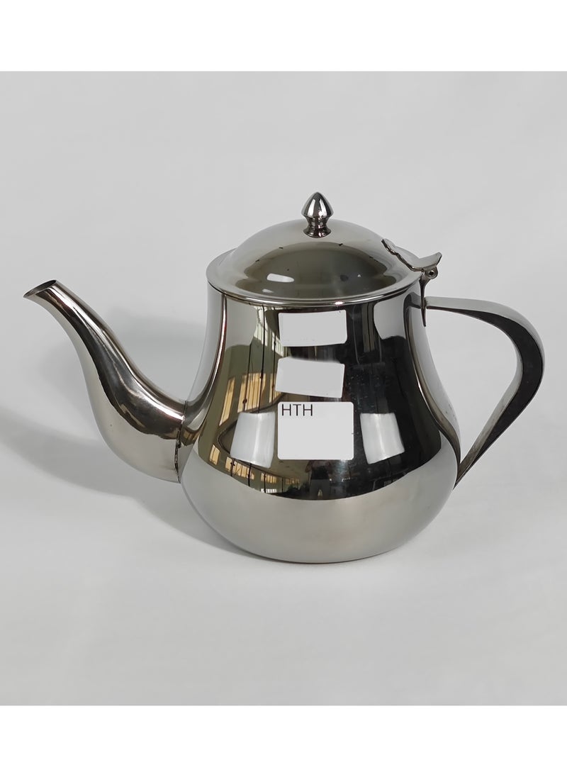 Classic Morocco Style Arabic Coffee Dallah Pot Rustproof Premium Stainless Steel Teapot Mirror Finish Coffee Kettle Easy Pour Spout Tea Kettle with Hinged Lid and Ergonomic Handle Dishwasher Safe Induction Safe Teapot for Office Home 24/35/48/70 Oz