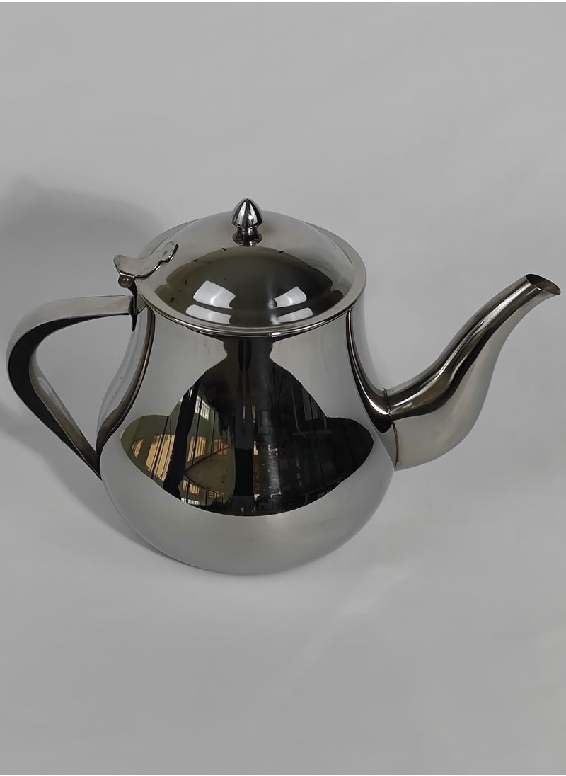 Classic Morocco Style Arabic Coffee Dallah Pot Rustproof Premium Stainless Steel Teapot Mirror Finish Coffee Kettle Easy Pour Spout Tea Kettle with Hinged Lid and Ergonomic Handle Dishwasher Safe Induction Safe Teapot for Office Home 24/35/48/70 Oz