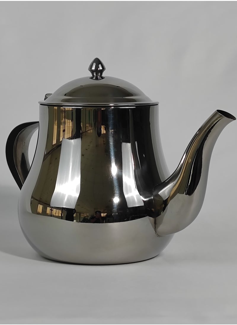 Classic Morocco Style Arabic Coffee Dallah Pot Rustproof Premium Stainless Steel Teapot Mirror Finish Coffee Kettle Easy Pour Spout Tea Kettle with Hinged Lid and Ergonomic Handle Dishwasher Safe Induction Safe Teapot for Office Home 24/35/48/70 Oz