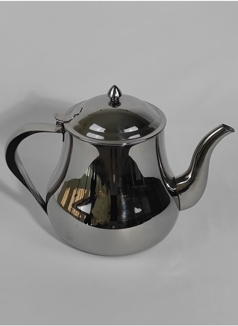 Classic Morocco Style Arabic Coffee Dallah Pot Rustproof Premium Stainless Steel Teapot Mirror Finish Coffee Kettle Easy Pour Spout Tea Kettle with Hinged Lid and Ergonomic Handle Dishwasher Safe Induction Safe Teapot for Office Home 24/70 Oz