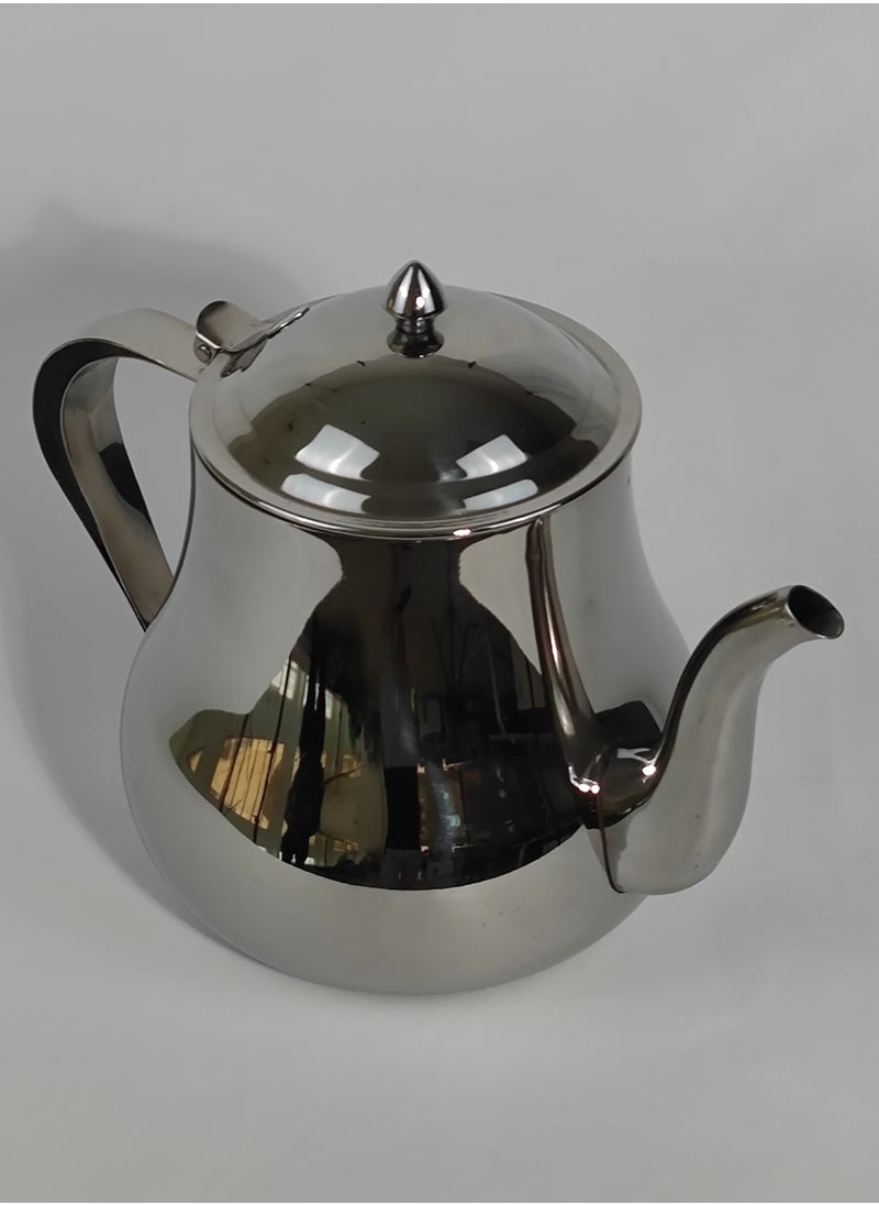 Classic Morocco Style Arabic Coffee Dallah Pot Rustproof Premium Stainless Steel Teapot Mirror Finish Coffee Kettle Easy Pour Spout Tea Kettle with Hinged Lid and Ergonomic Handle Dishwasher Safe Induction Safe Teapot for Office Home 24/70 Oz