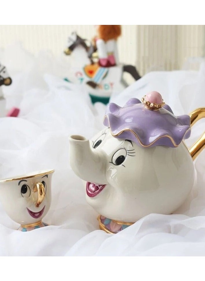 Cartoon figure teapot team - White Colour:White - Green model:1