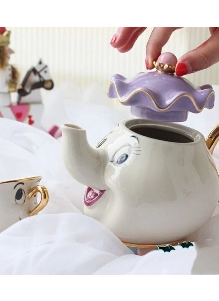 Cartoon figure teapot team - White Colour:White - Green model:1