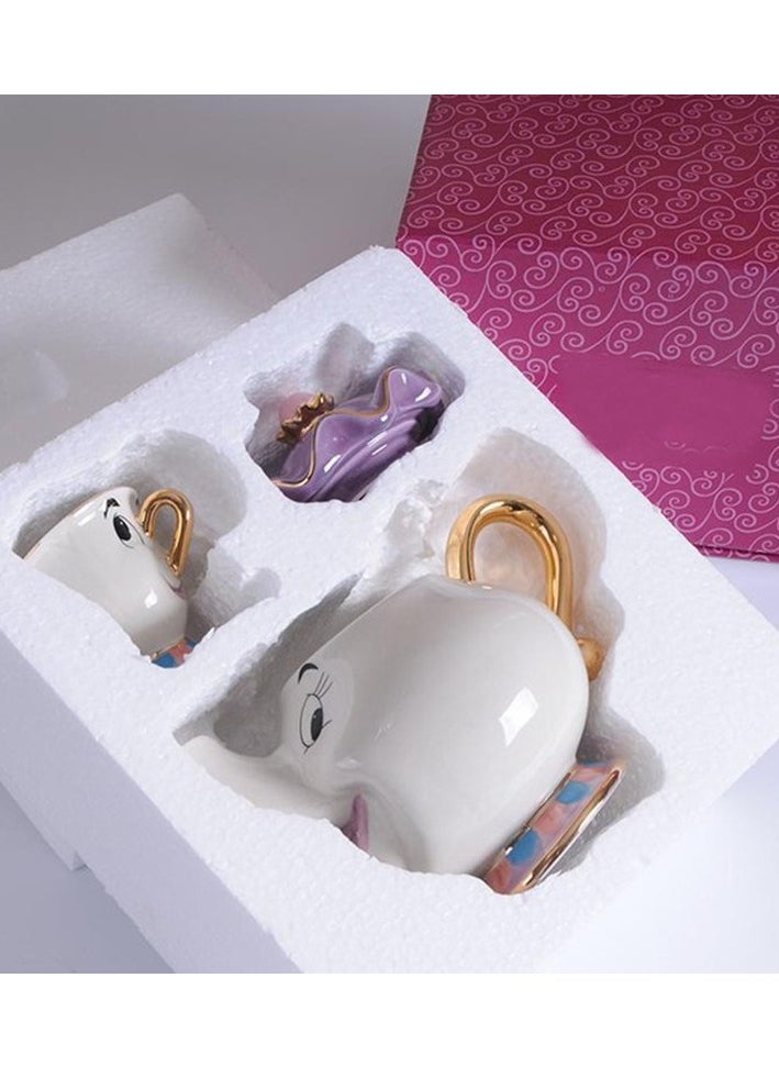 Cute Beauty and Monster Teapot Cup Mrs Chip Cup Cup Cartoon Tea Potu Cup Set Ar Colour:Gray Body:M