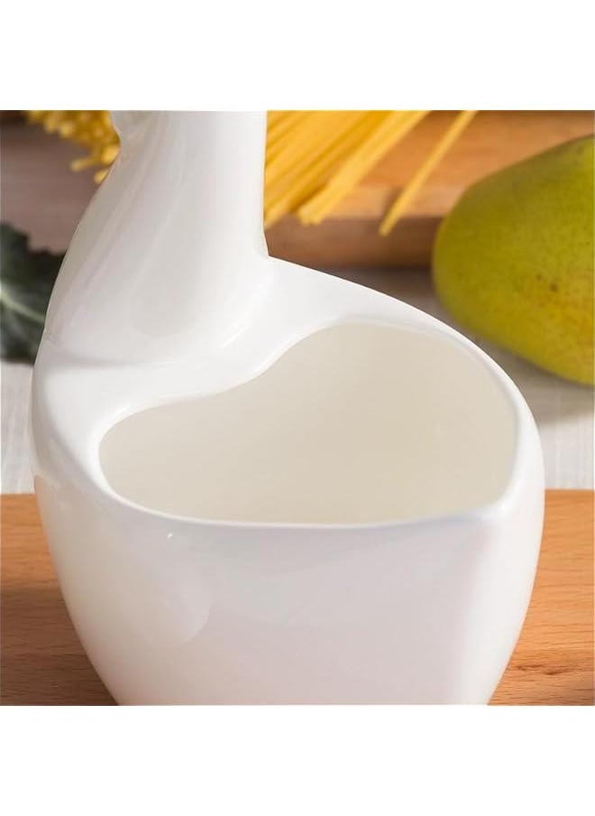 Swan Ceramic Utensil Holder, 1pce Kitchen Utensil Holder White Ceramic Makeup Storage Organizer Desk Pencil Holder Standing Makeup Brush Holder Swan Base Spoon Holder For Kitchen Counter-Swan