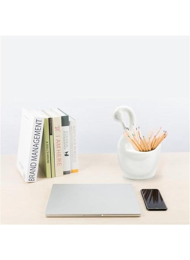 Swan Ceramic Utensil Holder, 1pce Kitchen Utensil Holder White Ceramic Makeup Storage Organizer Desk Pencil Holder Standing Makeup Brush Holder Swan Base Spoon Holder For Kitchen Counter-Swan