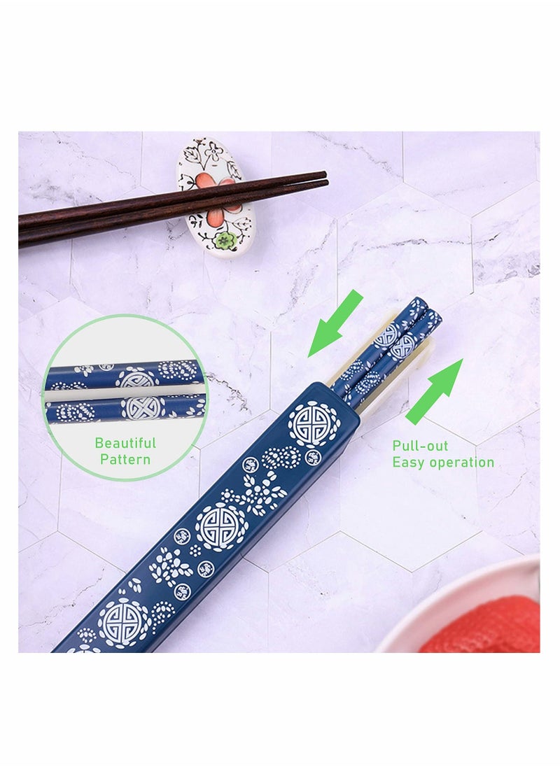 Portable Chopsticks Set, Japanese Style Natural Wood Chopsticks, Reusable Classic Style Eco-Friendly Chopsticks for Sushi Noodle Picnic Kitchen 2 Pairs with Case