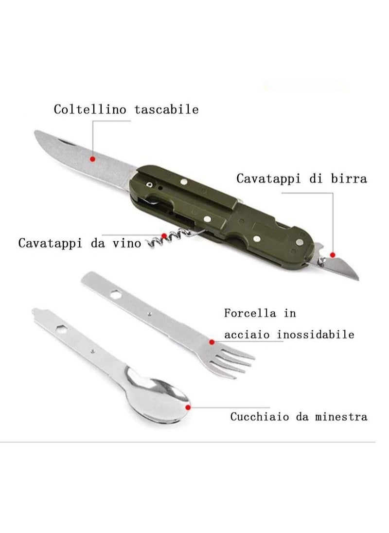 Portable Flatware Set 5 in 1 Stainless Steel Travel Cutlery with Detachable Design for Camping Hiking and Outdoor Adventures 2 Pack