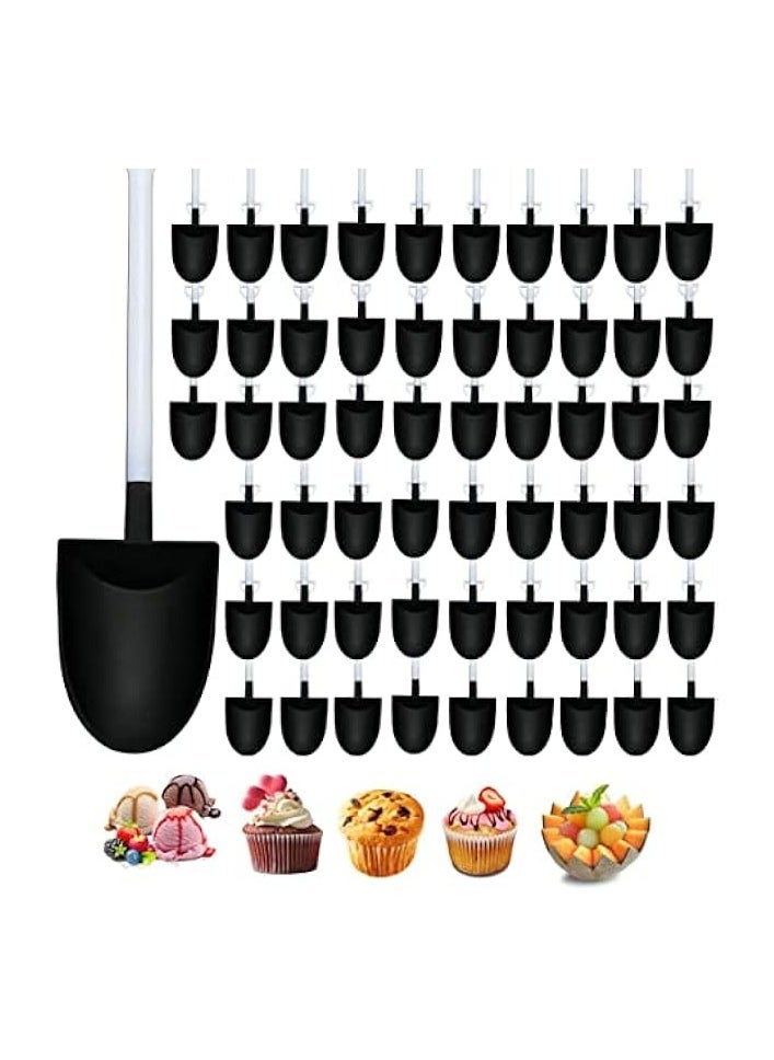 100 PCS Black Mini Shovel Shape Spoons, Disposable Plastic Ice Cream Dessert Pudding Yogurt Sugar Shovel Spoon