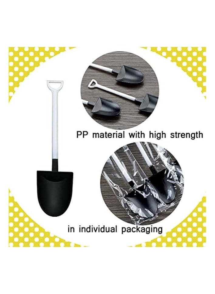 100 PCS Black Mini Shovel Shape Spoons, Disposable Plastic Ice Cream Dessert Pudding Yogurt Sugar Shovel Spoon