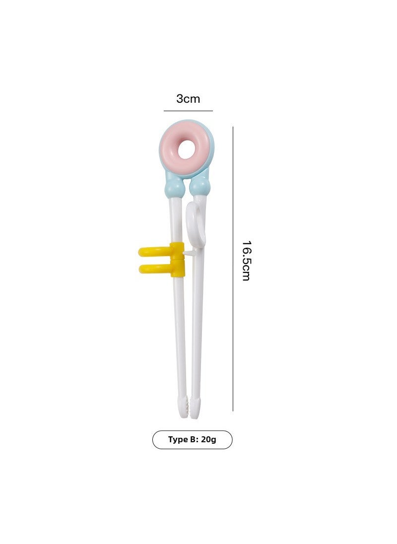 Silicone 304 stainless steel childrens learning chopsticks multi-level practice baby training tableware correct usage detachable Donut card