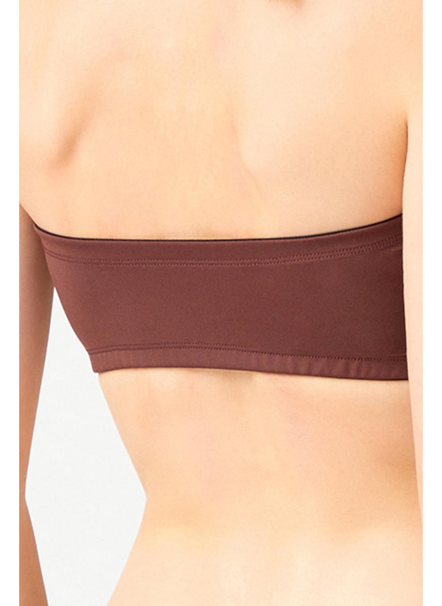 Strapless Crop Top Bustier Dark Brown