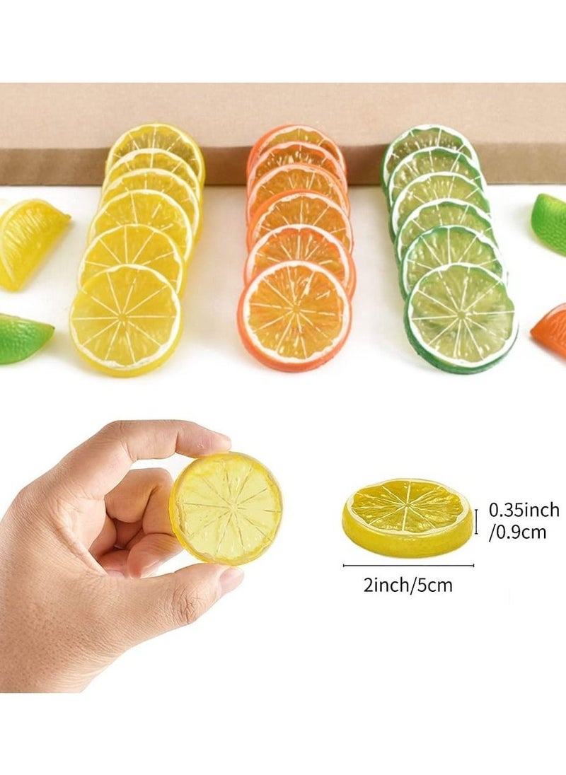 Highly realistic home party decorative model of artificial lemon slice fruit (20 yellow +10 green)