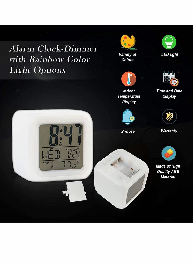 Kids Alarm Clock Wake Up Easy Setting Digital Travel, Large Display Time-Date-Alarm, Bedside Clock Handheld Size, LED Night Light Clock, Gift Idea