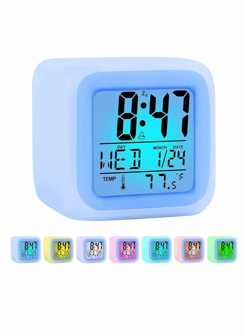 Kids Alarm Clock Wake Up Easy Setting Digital Travel, Large Display Time-Date-Alarm, Bedside Clock Handheld Size, LED Night Light Clock, Gift Idea