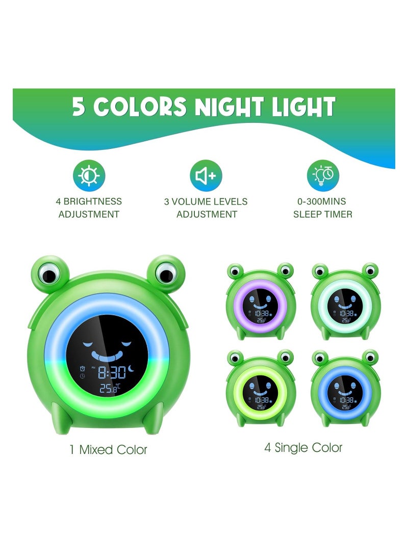 Kids Alarm Clock, Sleep Trainer Clock Sun & Moon Rise Kids Toddler Clock Children's Sound Machine Wake Up Light & Colorful Night Light Teach Kids Day & Night Digital Bedside Clock