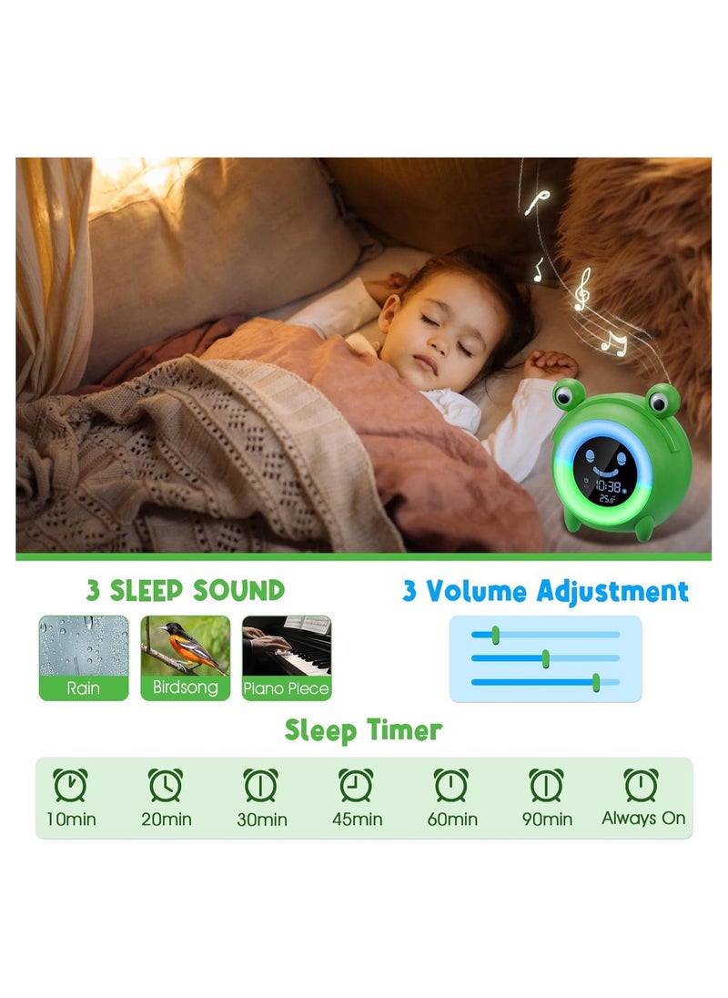 Kids Alarm Clock, Sleep Trainer Clock Sun & Moon Rise Kids Toddler Clock Children's Sound Machine Wake Up Light & Colorful Night Light Teach Kids Day & Night Digital Bedside Clock