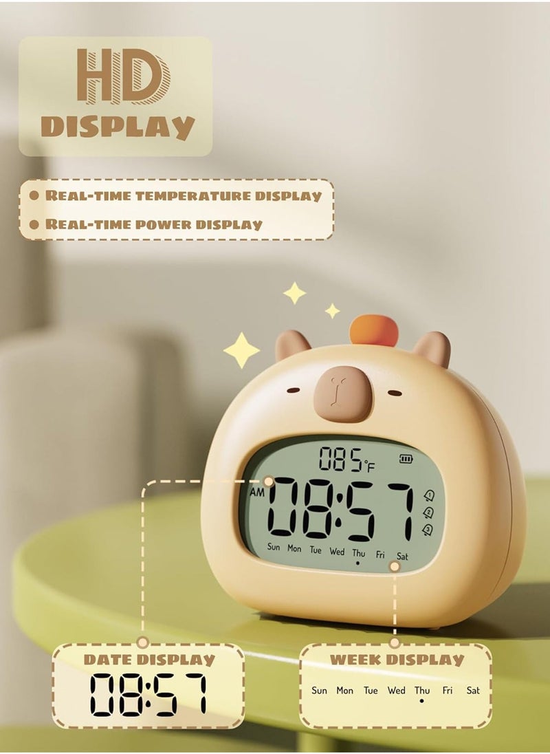 Capybara Alarm Clock for Kids, Ready to Rise Children's Sleep Trainer, Capybara Clock Dimming Night Light, OK to Wake Alarm Clock for Toddlers Boys Girls