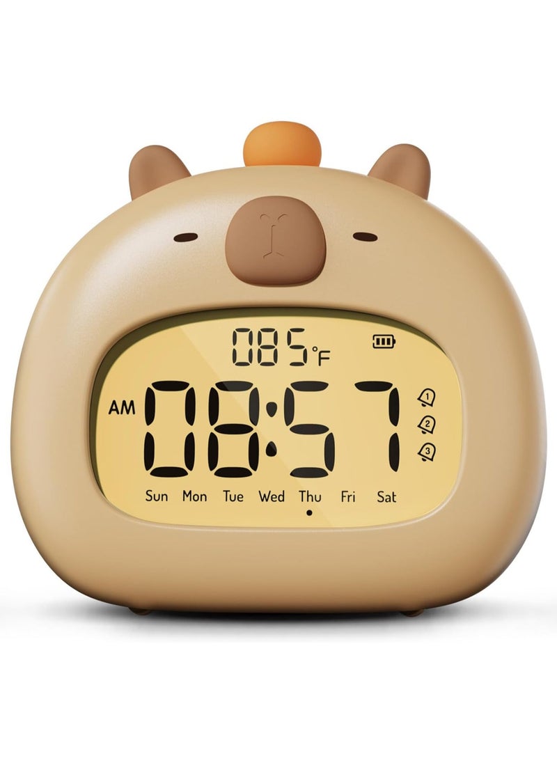 Capybara Alarm Clock for Kids, Ready to Rise Children's Sleep Trainer, Capybara Clock Dimming Night Light, OK to Wake Alarm Clock for Toddlers Boys Girls