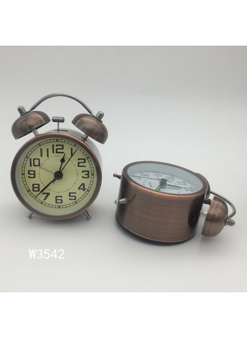 3.5 Twin Bell Alarm Clock Silent Sweep Copper W3542 red copper