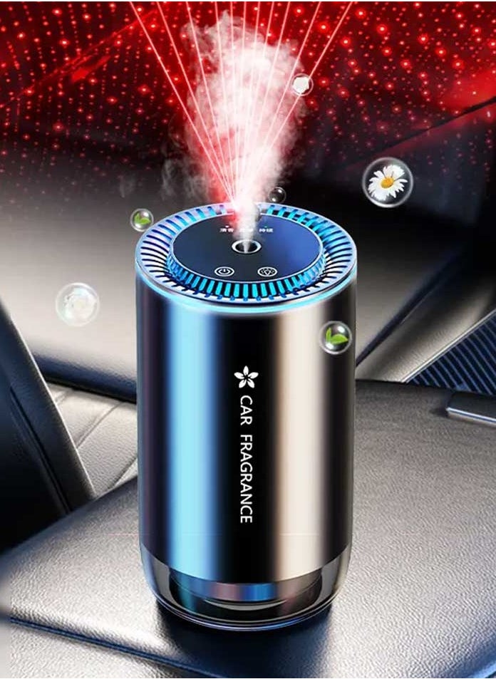 Smart Car Air Freshener, Car Air Freshener Diffuser with Starry Sky Projection and Perfume Oil, Rechargeable Car Aroma Diffuser, Auto On/Off Intelligent Car Diffuser, Cologne