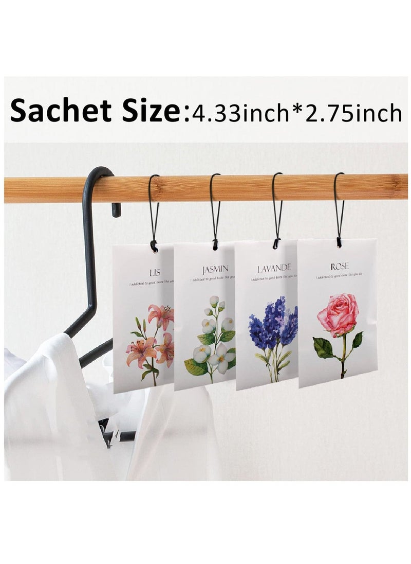 Lavender Jasmine Lily Rose Flower Sachet 1Box 12Pcs 12 Packs Closet Air Deodorizer Freshener Scented Drawers Sachets Long Lasting Smell Goods for House 4 Scent Home Car Fragrance Products