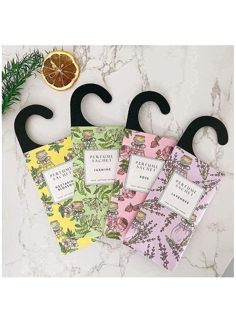 6 Scents of Floral Hanging Sachet Closet Deodorizer 1 Pack 12 Pcs Scent Sachet Drawer Freshener Closet Air Freshener Scented Deodorizer Freshener for Home Car Long Lasting Scented Sachets Smell Goods