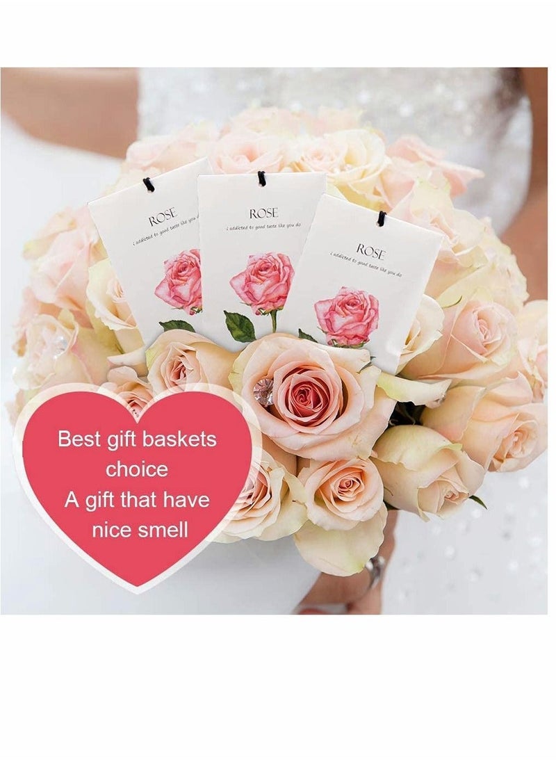 Rose Sachet 1Box 12Pcs Rose Dried Flower Bag Scent Sachet Drawer Freshener Rose Closet Air Freshener Scented Drawer Deodorizer Freshener for Drawers Closet Home Car Fragrance Product