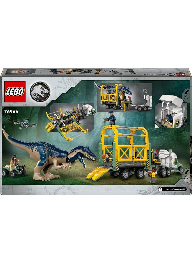 LEGO Jurassic World Dinosaur Missions: Allosaurus Transport Truck 76966 Building Toy Set (588 Pieces)