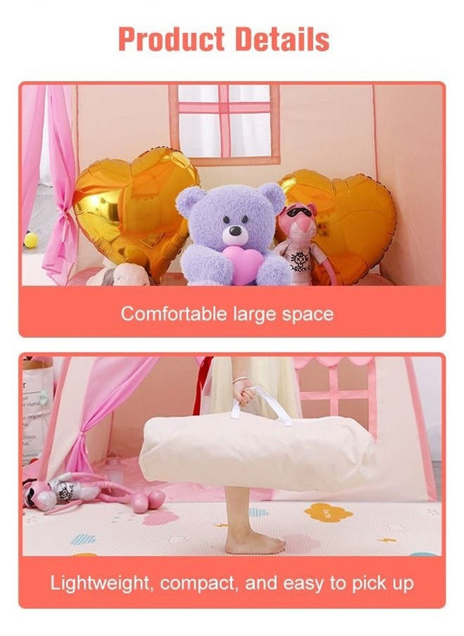 Kids Tent Indoor or Outdoor Toddler Tent with Several Windows for Boys Girls Gift Suitable 3-4 person Large Kids Playhouse Tent Toys Pink