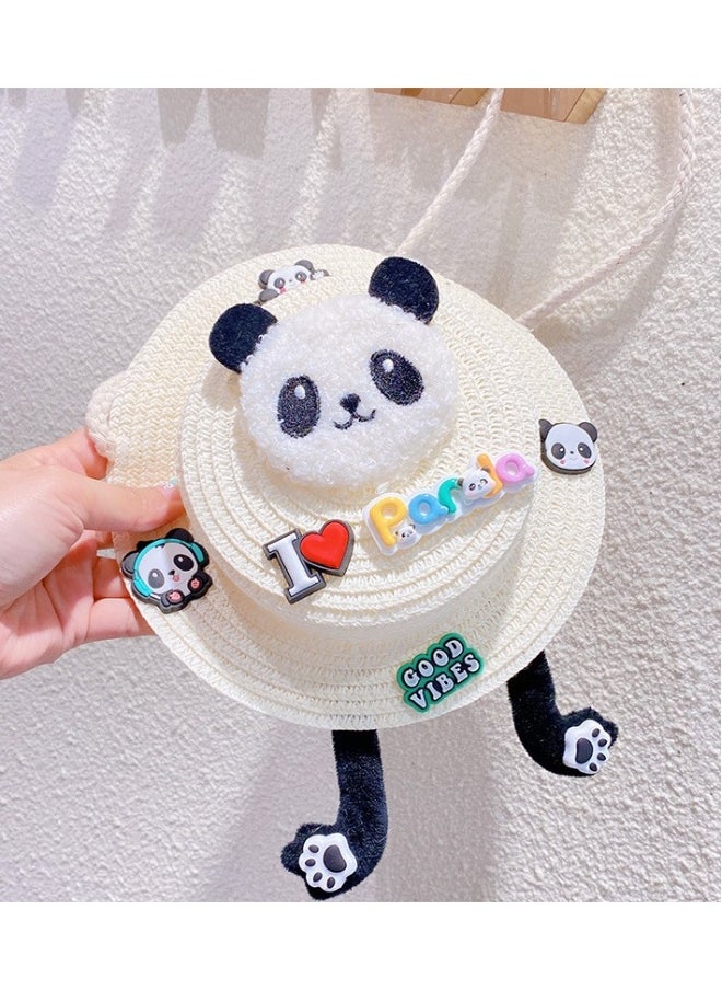 New Panda Velcro Straw Woven Bag Crossbody Bag