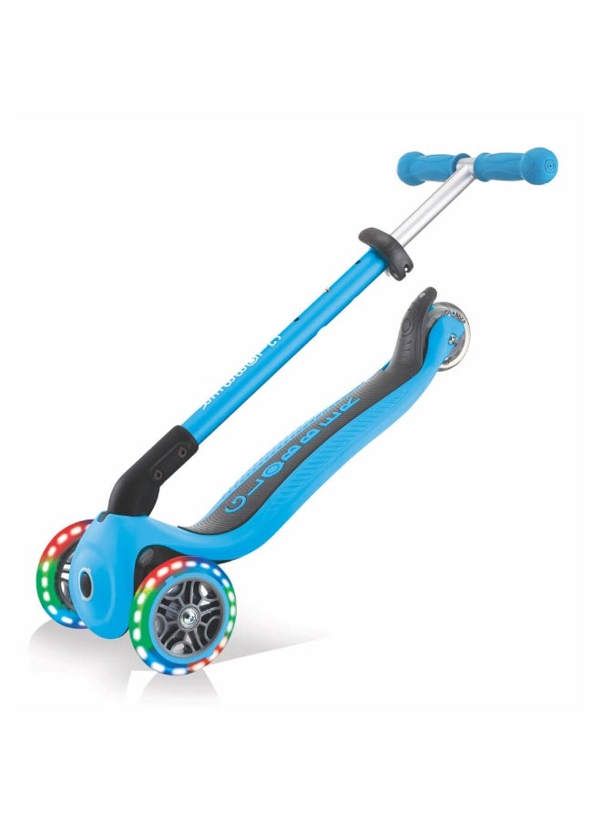 Primo Foldable Lights 3-Wheel Scooter (Sky Blue)