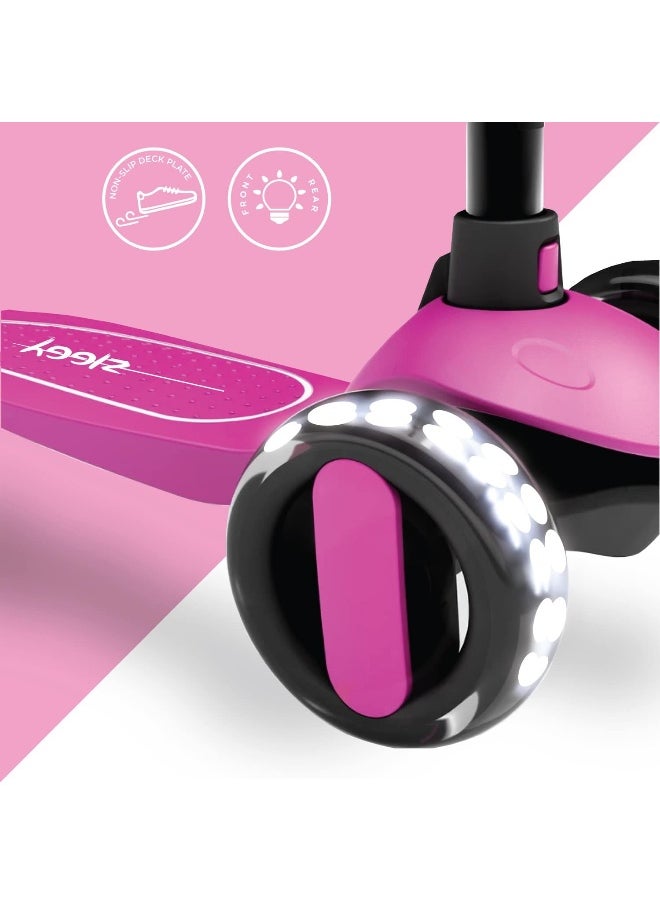 3-Wheel Tilt Scooter With Led (Pink)
