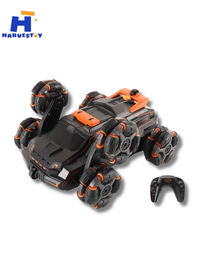 1:16 Scale RC Car Remote Control Car 2.4 GHz Six-Wheel 4WD Stunt Car,Arm Stunt Toy Car with Music Lights and Spray,Gift for Boys Girls Kids
