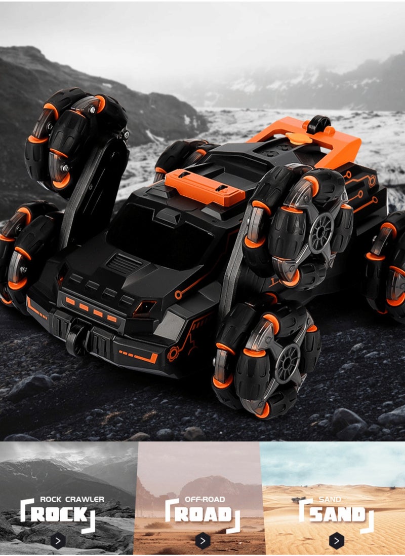 1:16 Scale RC Car Remote Control Car 2.4 GHz Six-Wheel 4WD Stunt Car,Arm Stunt Toy Car with Music Lights and Spray,Gift for Boys Girls Kids