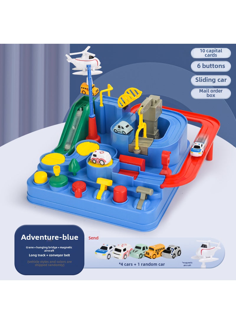 Car Breaking through the Great Adventure Shake Tone with Small Train Railcar Parking Lot Childrens Toys New Year Gift[E-commerce Boxed] Small six-button car adventure - comes with 5 cars [E-commerce Boxed] Small six-button car adventure - comes with 5 cars