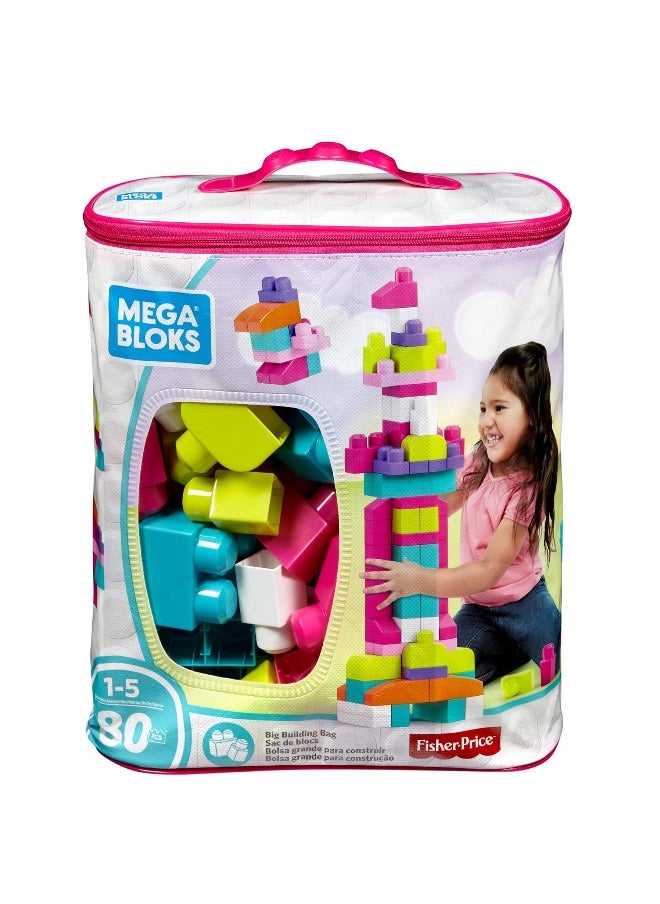 Fisher-Price Mega Bloks First Builders Big Building Bag (Pink, 80 Pieces)