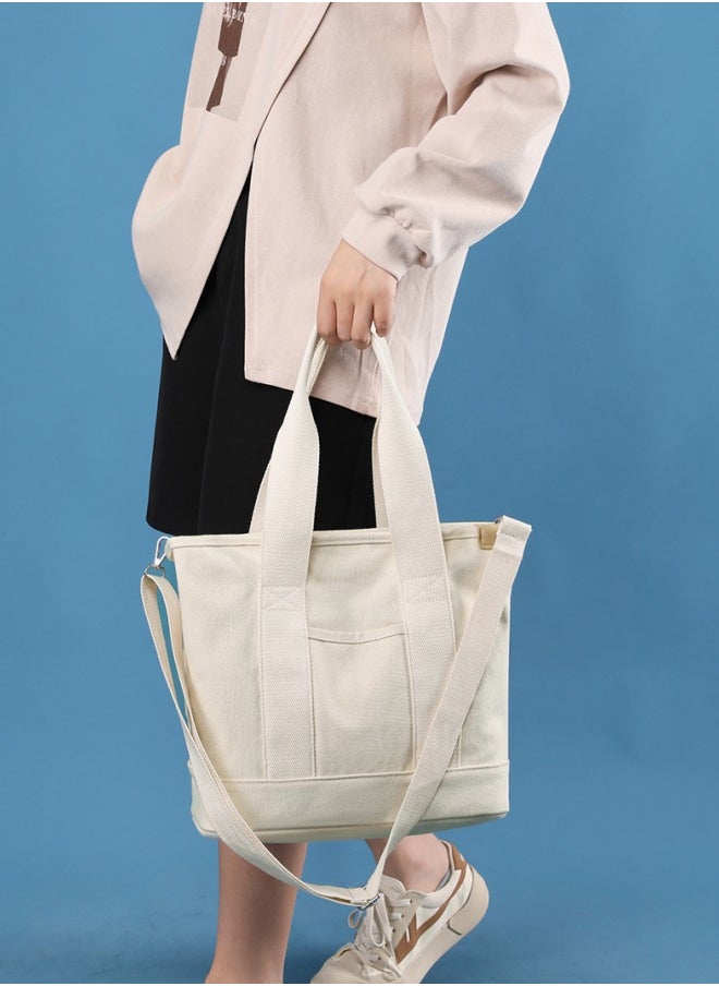 Unisex Student Large Capacity Canvas Shopping Bag Tote Bag, Student Lunch Carry Handbag Clutch Bag, Multi-compartment Single Bag Shoulder Crossbody Bag Sling Bag Side Bag for Kids Men and Women