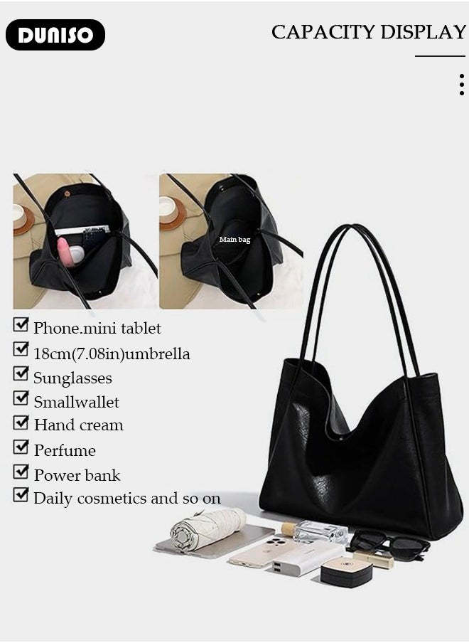 Women's Shoulder Tote Bag Faux Leather Handbag For Women Large Capacity Bucket Bag Fashionable Travel Messenger Shoulder Bag For Ladies Girls College Students